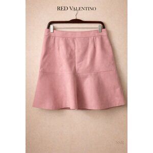RED Valentino Light Pink Flared Mini Skirt Wool Blend Skater Style Lined